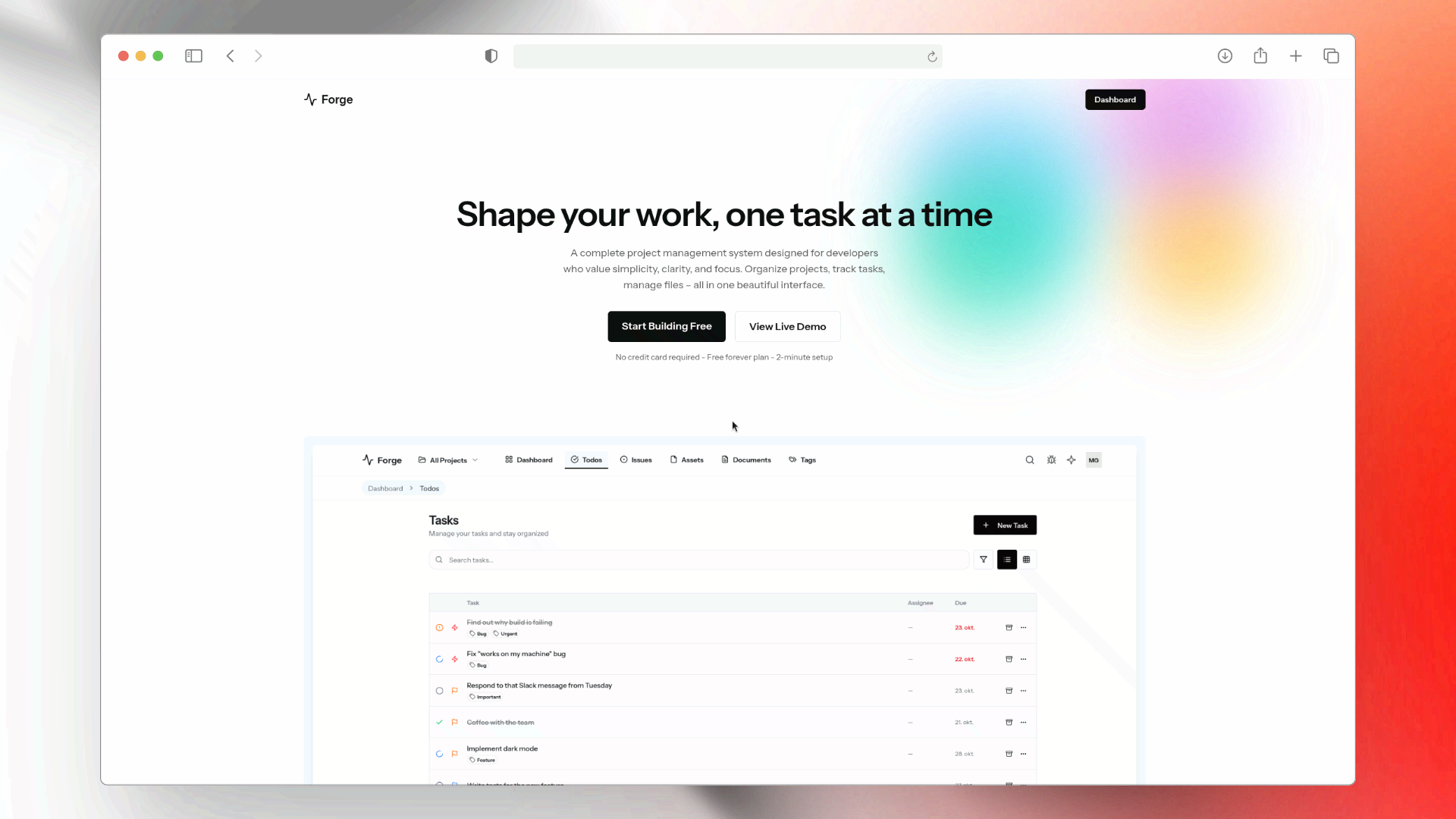 Landingsside for Forge